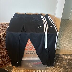 Adidas Black and White Sweatpants with Signature Stripes